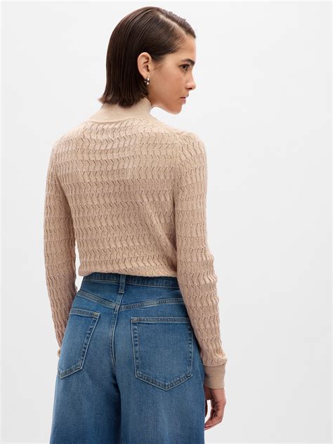 turtleneck sweater in Shetland pointelle 